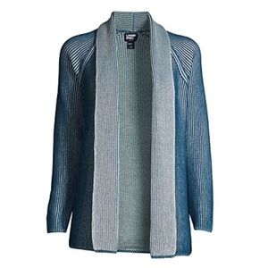 Lands’ End women’s drifter shaker, open cardigan sweater Baltic Teal